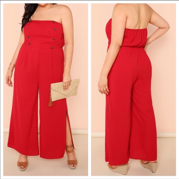 NEW•2X-4X•ROSALIE RED ELEGANT JUMPSUIT - Picture 1 of 15